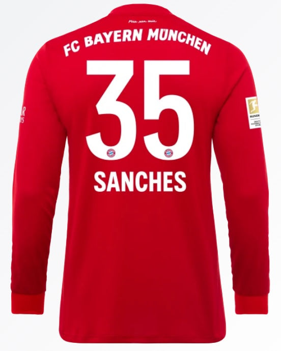 FC Bayern Munich Sanches Long Sleeve 19 20 Home Jersey Cheap