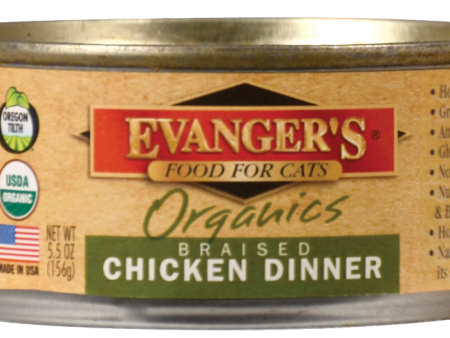 Evangers Organic Braised Chicken Canned Cat Food Online now