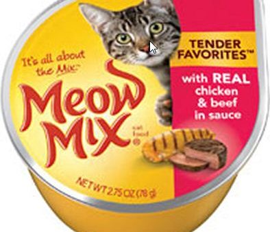 Meow Mix Tender Favorites Real Chicken and Beef in Gravy Cat Food Cups For Discount