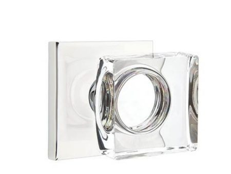 Emtek C8231MSC Concealed , Privacy , Quincy Rosette , Modern Square Crystal Knob Supply