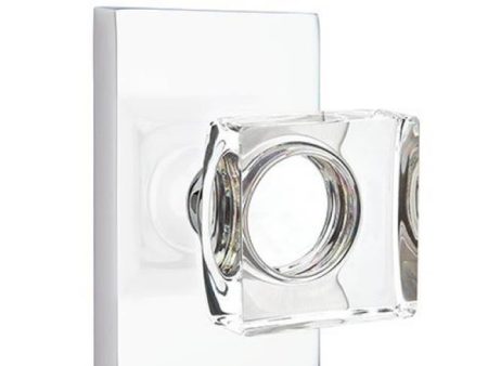 Emtek C8221MSC Concealed , Privacy , Rectangular Rosette , Modern Square Crystal Knob Online Sale